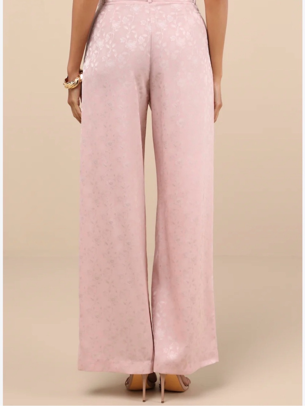 Wide-Leg Pants in Blush Pink L